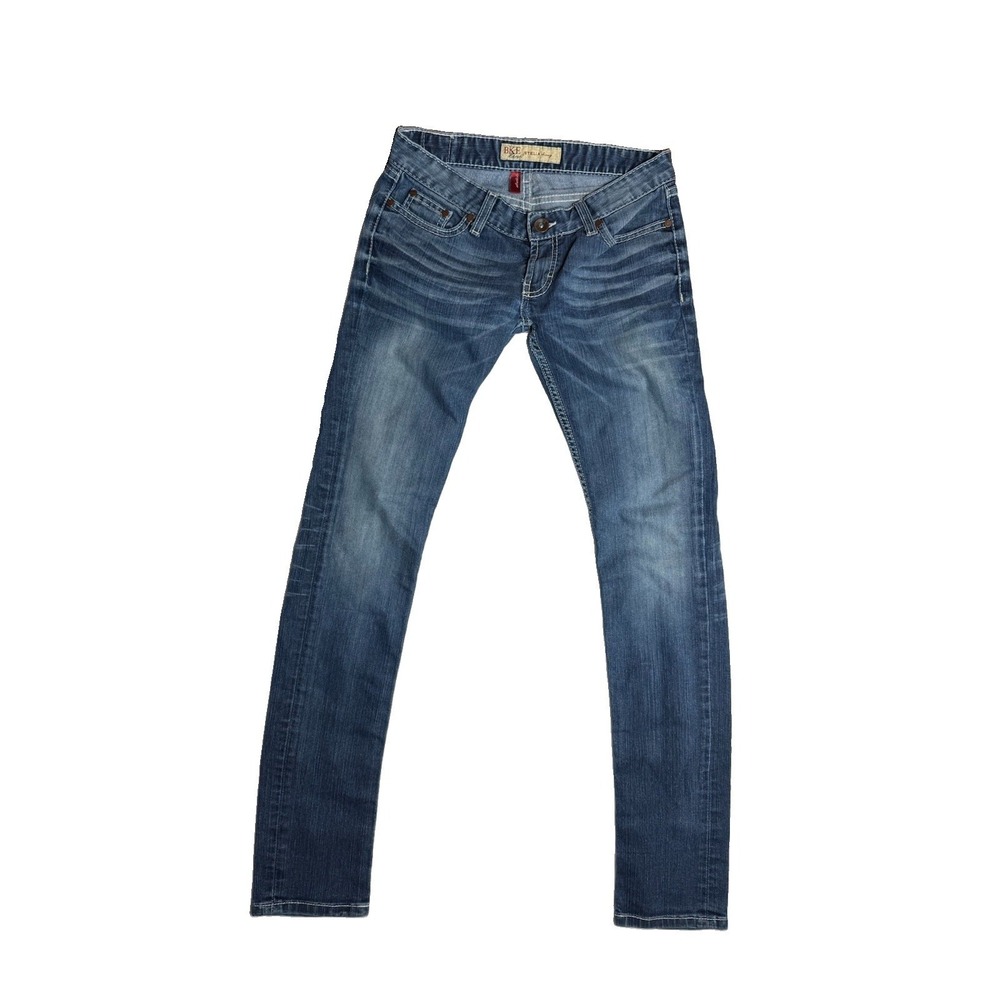 BKE Stella Skinny Jeans Women's 28x33 Medium‎ Wash Low Rise Embellished Stretch